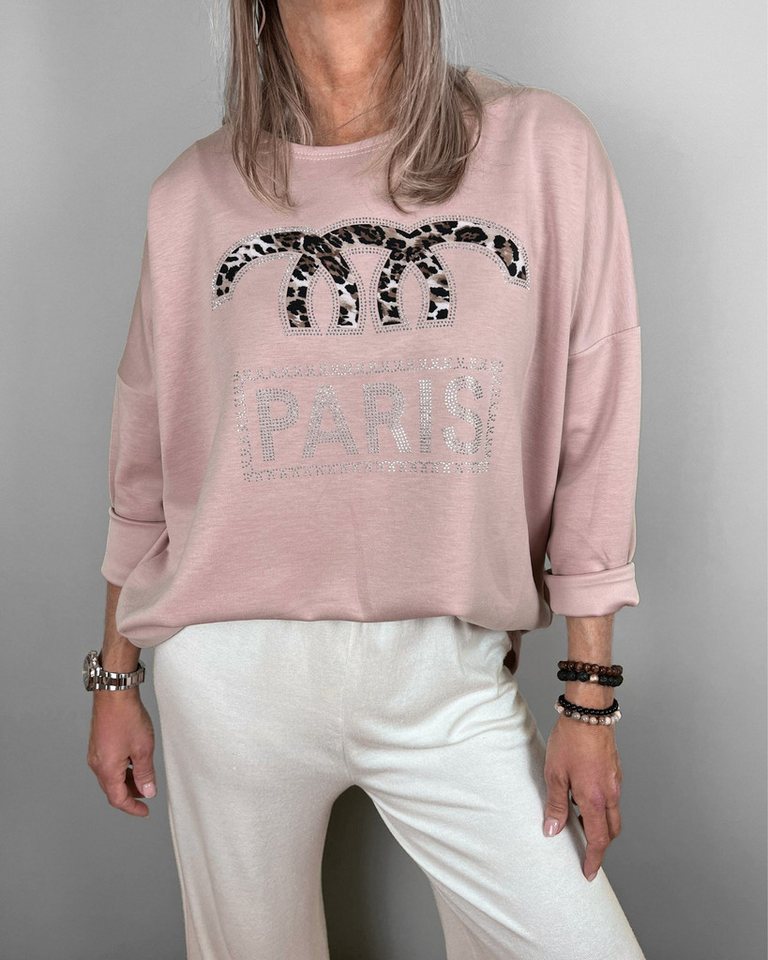 ITALY VIBES Sweatshirt - modisches Sweatshirt mit Schriftzug aus Strass - ONE SIZE passt hier Gr. M-XXL von ITALY VIBES