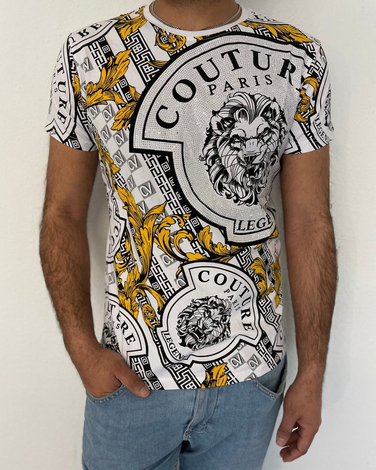 ITALY VIBES T-Shirt - LEONE - Shirt kurzarm - Barock Print - Löwenkopf - Erhältlich in Größe XS - L von ITALY VIBES