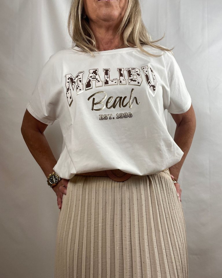 ITALY VIBES T-Shirt - Kurzarmshirt Damen - Shirt mit Print - Strassdetail Shirt - Größe: ONE SIZE (empfohlen für Gr. 36–42 / S–XL) von ITALY VIBES