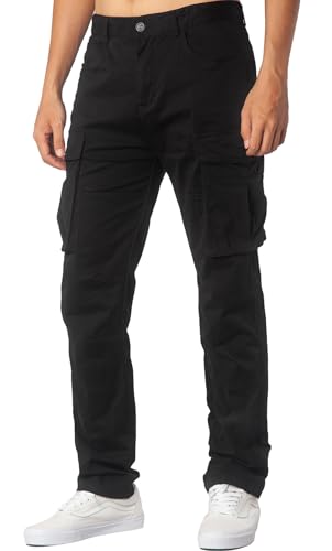 ITALYMORN Herren Arbeitshose Cargohose Combat Technische Outdoorhose mit Tiefen und Großen Taschen (42, Schwarz) von ITALYMORN