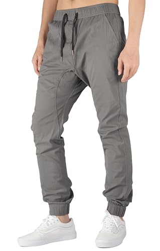ITALYMORN Herren Chino Jogging Hose Casual Stoff Hose Chinohose Sporthose Slim Fit S Mitte Grau S Mitte Grau von ITALYMORN