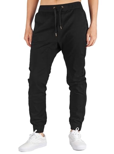 ITALYMORN Joggerhose für Männer Chino Jogging Hose Casual Stoff Hose Chinohose Sporthose Slim Fit M Schwarz von ITALYMORN