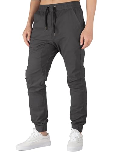 ITALYMORN Jogginghose Herren Chinohose Jogger Stoff Hose Chinohose Sporthose Slim Fit L Dunkelgrau von ITALYMORN