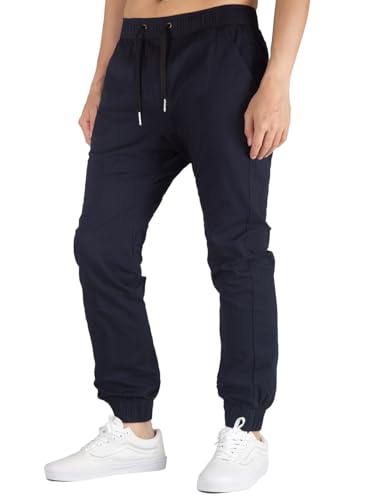 ITALYMORN Jogginghose Herren Hose Jogger Chino Baumwolle Freizeithose mit Taschen 2XL Dunkelblau von ITALYMORN