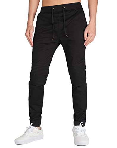 ITALYMORN Jogginghose for Herren Chino Joggers Reise Hose Casual Stoff Hose M Schwarz von ITALYMORN