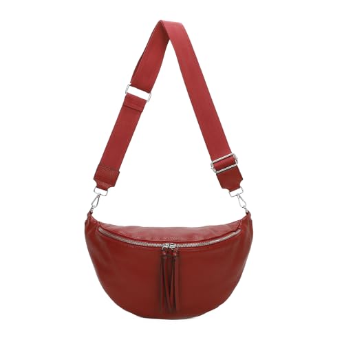 Damen Tasche Brusttasche Bauchtasche Hüfttasche Crossbody Unisex Schultertasche Umhängetasche Kunstleder Gürteltasche Crossover Slingntasche Reise Bag (Rot 37x18x5 cm) von ITALYSHOP24-COM