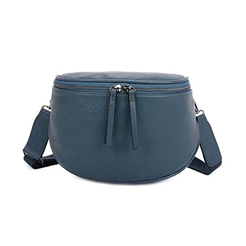 ITALYSHOP24-COM DAMEN TASCHEN SET 2in1 Schultertasche + Schmucktasche Strasssteine Umhängetasche Crossbody Crossover Leder Optik Handtasche Metallic Shopper (V2 Jeansblau 27x17x10 cm) von ITALYSHOP24-COM