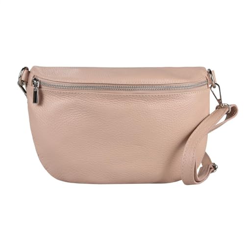 ITALYSHOP24-COM OBC Made in Italy Damen Leder Tasche Gürteltasche Crossbody Hüfttasche Bauchtasche Umhängetasche Cross-Over Bodybag Schultertasche Handytasche (Antik Rosa) von ITALYSHOP24-COM