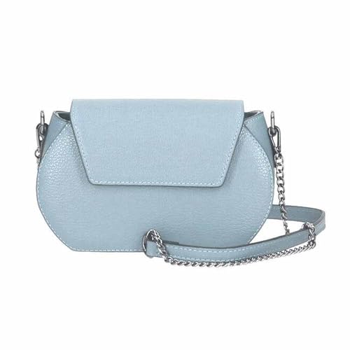 ITALYSHOP24-COM OBC Made in Italy Damen Leder Tasche Kroko Prägung oder Glattleder Umhängetasche Clutch Wildleder Handtasche Ledertasche Schultertasche Hellblau von ITALYSHOP24
