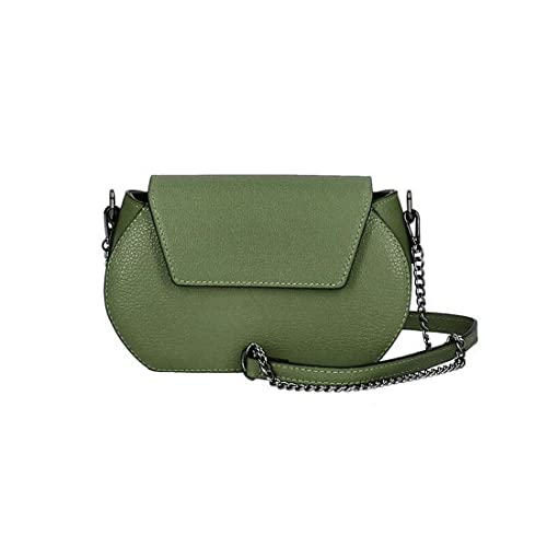 ITALYSHOP24-COM OBC Made in Italy Damen Leder Tasche Kroko Prägung oder Glattleder Umhängetasche Clutch Wildleder Handtasche Ledertasche Schultertasche Olivgrün von ITALYSHOP24