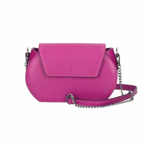 ITALYSHOP24-COM OBC Made in Italy Damen Leder Tasche Kroko Prägung oder Glattleder Umhängetasche Clutch Wildleder Handtasche Ledertasche Schultertasche Pink von ITALYSHOP24-COM