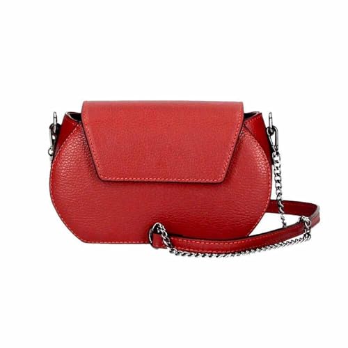 ITALYSHOP24-COM OBC Made in Italy Damen Leder Tasche Kroko Prägung oder Glattleder Umhängetasche Clutch Wildleder Handtasche Ledertasche Schultertasche Rot von ITALYSHOP24