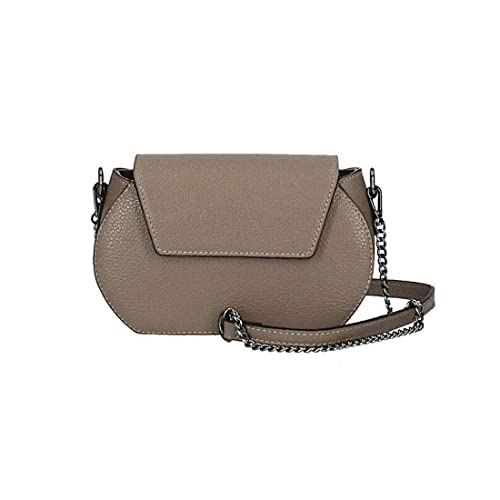 ITALYSHOP24-COM OBC Made in Italy Damen Leder Tasche Kroko Prägung oder Glattleder Umhängetasche Clutch Wildleder Handtasche Ledertasche Schultertasche Taupe von ITALYSHOP24