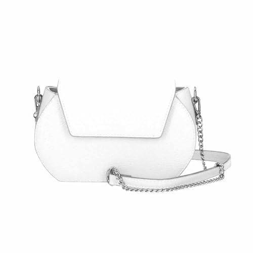 ITALYSHOP24-COM OBC Made in Italy Damen Leder Tasche Kroko Prägung oder Glattleder Umhängetasche Clutch Wildleder Handtasche Ledertasche Schultertasche Weiß von ITALYSHOP24-COM