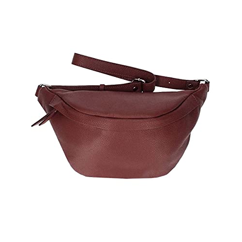 OBC Made in Italy Damen Leder Tasche Gürteltasche Crossbody Brusttasche Bauchtasche Hüfttasche Umhängetasche Crossover Bodybag Schultertasche Handytasche Dunkelrot von ITALYSHOP24