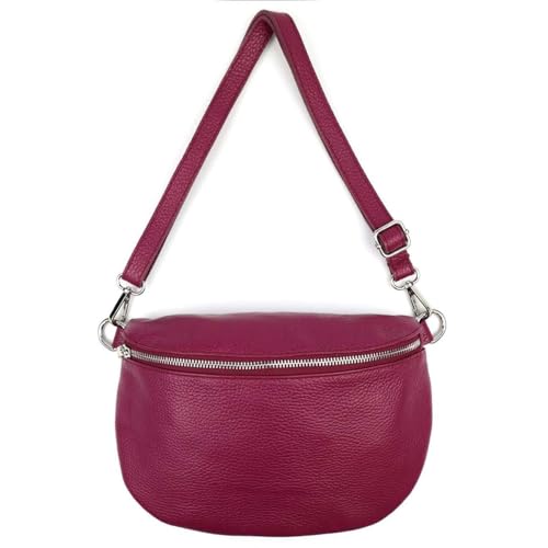 OBC Made in Italy Damen Leder Tasche Gürteltasche Crossbody Hüfttasche Bauchtasche Umhängetasche Cross-Over Bodybag Schultertasche Handytasche (Bordo) von ITALYSHOP24-COM