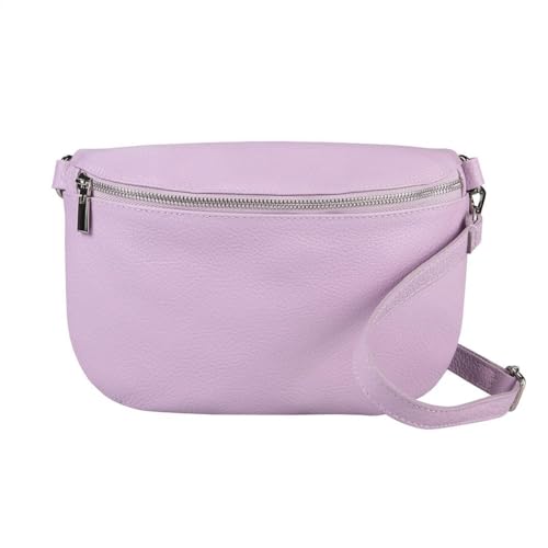 OBC Made in Italy Damen Leder Tasche Gürteltasche Crossbody Hüfttasche Bauchtasche Umhängetasche Cross-Over Bodybag Schultertasche Handytasche (Flieder) von ITALYSHOP24-COM