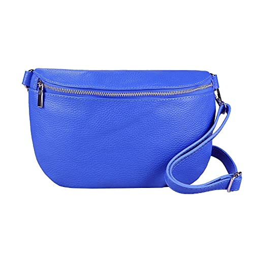 OBC Made in Italy Damen Leder Tasche Gürteltasche Crossbody Hüfttasche Bauchtasche Umhängetasche Cross-Over Bodybag Schultertasche Handytasche (Königsblau) von ITALYSHOP24