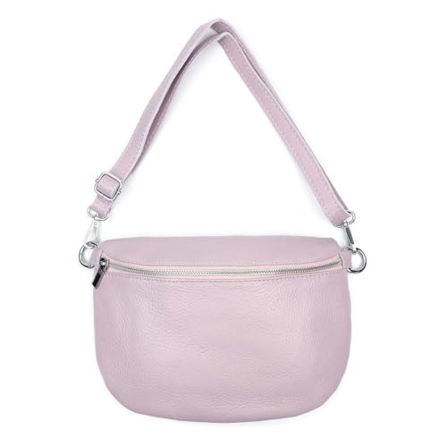 OBC Made in Italy Damen Leder Tasche Gürteltasche Crossbody Hüfttasche Bauchtasche Umhängetasche Cross-Over Bodybag Schultertasche Handytasche (Lavendel) von ITALYSHOP24-COM