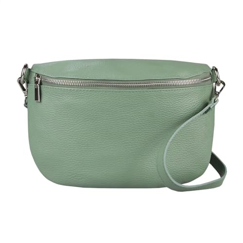 OBC Made in Italy Damen Leder Tasche Gürteltasche Crossbody Hüfttasche Bauchtasche Umhängetasche Cross-Over Bodybag Schultertasche Handytasche (Mint) von ITALYSHOP24-COM