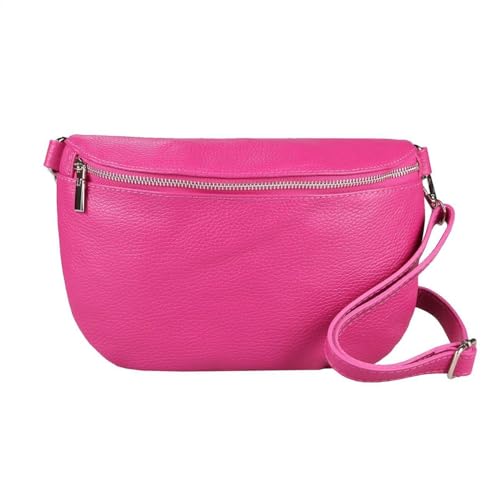 OBC Made in Italy Damen Leder Tasche Gürteltasche Crossbody Hüfttasche Bauchtasche Umhängetasche Cross-Over Bodybag Schultertasche Handytasche (Pink) von ITALYSHOP24-COM