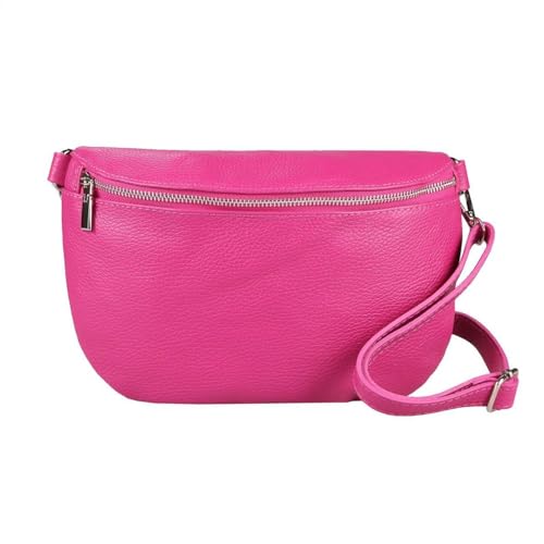 OBC Made in Italy Damen Leder Tasche Gürteltasche Crossbody Hüfttasche Bauchtasche Umhängetasche Cross-Over Bodybag Schultertasche Handytasche (Pink) von ITALYSHOP24