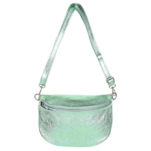 OBC Made in Italy Damen Leder Tasche Gürteltasche Crossbody Hüfttasche Bauchtasche Umhängetasche Cross-Over Bodybag Schultertasche Handytasche (Salbei) von ITALYSHOP24-COM