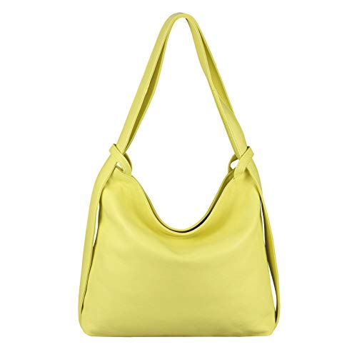 ITALYSHOP24.COM OBC Damen Tasche Rucksack 2 in 1 Umhängetasche Schultertasche Umhängetasche Daypack Leder Rucksacktasche Shopper Backpack Freizeitrucksack (Gelb.(echtes Leder)) von ITALYSHOP24