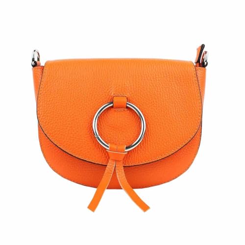 MADE in ITALY Damen LEDER TASCHE Umhängetasche CrossOver Body Bag Echtleder Ledertasche Schultertasche Handytasche Brusttasche Clutch Abendtasche Orange von ITALYSHOP24.COM