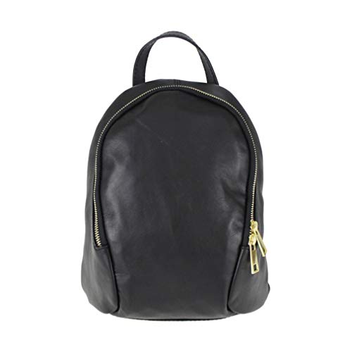 Made in Italy Damen echt Leder Rucksack Schultertasche Daypack Cityrucksack Ledertasche Stadtrucksack Tasche Backpack Handtasche Schwarz von ITALYSHOP24