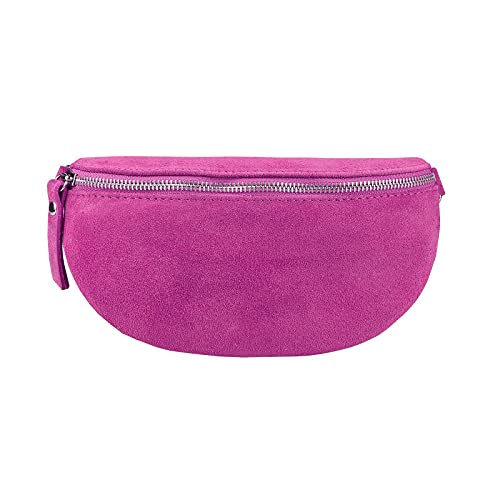 Made in Italy OBC Damen Leder Tasche Gürteltasche Crossbody Hüfttasche Bauchtasche Hüfttasche Umhängetasche Cross-Over Bodybag Schultertasche Handytasche Geldtasche (Pink (Wildleder)) von ITALYSHOP24