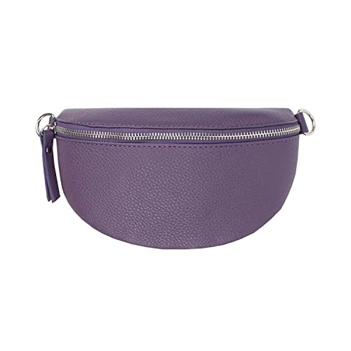 Made in Italy OBC Damen Leder Tasche Gürteltasche Crossbody Hüfttasche Bauchtasche Hüfttasche Umhängetasche Cross-Over Bodybag Schultertasche Handytasche Geldtasche (Violett) von ITALYSHOP24