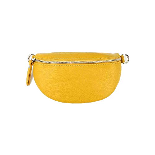 Made in Italy OBC Damen Leder Tasche Gürteltasche Crossbody Hüfttasche Bauchtasche Hüfttasche Umhängetasche Cross-Over Bodybag Schultertasche Handytasche Geldtasche Gelb von ITALYSHOP24.COM