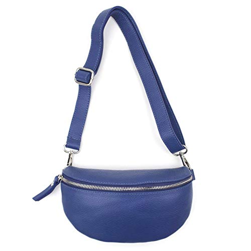Made in Italy OBC Damen Leder Tasche Gürteltasche Crossbody Hüfttasche Bauchtasche Hüfttasche Umhängetasche Cross-Over Bodybag Schultertasche Handytasche Geldtasche Royalblau von ITALYSHOP24