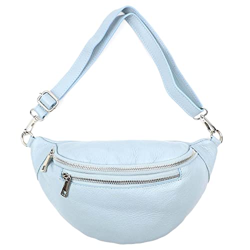 OBC Damen Leder Tasche Gürteltasche Crossbody Hüfttasche Bauchtasche Umhängetasche Hellblau von ITALYSHOP24