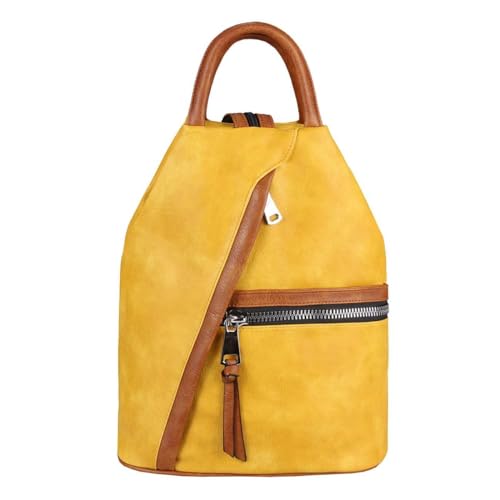 OBC Damen Rucksack Tasche Schultertasche Leder Optik Daypack Backpack Handtasche Tagesrucksack Cityrucksack Gelb. von ITALYSHOP24