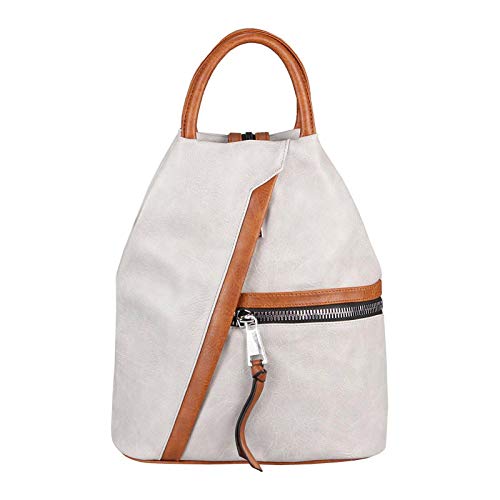 OBC Damen Rucksack Tasche Schultertasche Leder Optik Daypack Backpack Handtasche Tagesrucksack Cityrucksack Grau-Braun von ITALYSHOP24.COM