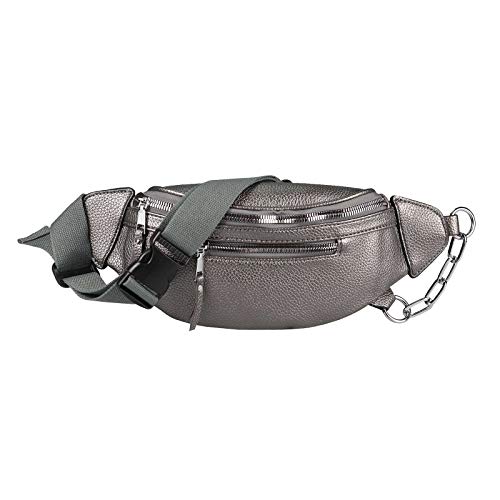 OBC Damen Tasche Gürteltasche Crossbody Leder Optik Hüfttasche Bauchtasche Umhängetasche Cross-Over Bodybag Schultertasche Handytasche Geldtasche (Antik Silber) von ITALYSHOP24.COM