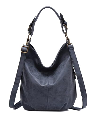 DAMEN TASCHE SHOPPER Hobo-Bag Henkeltasche Schultertasche Umhängetasche Handtasche CrossOver CrossBag Damentasche Reisetasche Beuteltasche Dunkelblau. von ITALYSHOP24