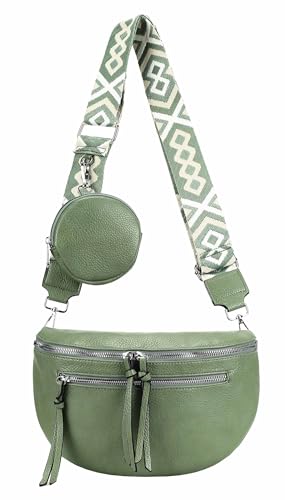 Damen Brusttasche Crossbody Tasche Umhängetasche Hüfttasche Cross-Over Bodybag Schultertasche Bauchtasche Handytasche Kunstleder Mint von ITALYSHOP24