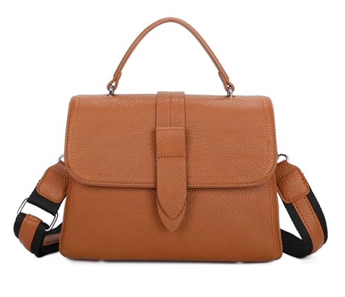 Damen Handtasche Crossbody Shopper Bodybag Schultertasche Crossover Umhängetasche Henkeltasche Messenger Abendtasche Cognac von ITALYSHOP24