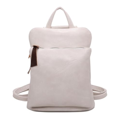 Damen Rucksack Tasche Crossbody Schultertasche Handtasche Messenger Umhängetasche Shopper Cross-Over Handgepäck Vintage Leder Optik Beige von ITALYSHOP24