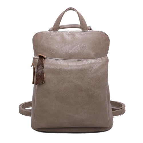 Damen Rucksack Tasche Crossbody Schultertasche Handtasche Messenger Umhängetasche Shopper Cross-Over Handgepäck Vintage Leder Optik Taupe von ITALYSHOP24