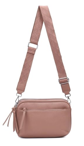 Damen Tasche Cross Over Body Bag Brusttasche Umhängetasche Schultertasche Brieftasche Smartphone Geldtasche Abend Handy Clutch Altrosa von ITALYSHOP24