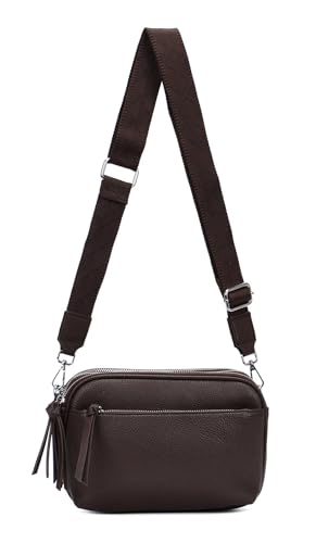 Damen Tasche Cross Over Body Bag Brusttasche Umhängetasche Schultertasche Brieftasche Smartphone Geldtasche Abend Handy Clutch Schokobraun von ITALYSHOP24