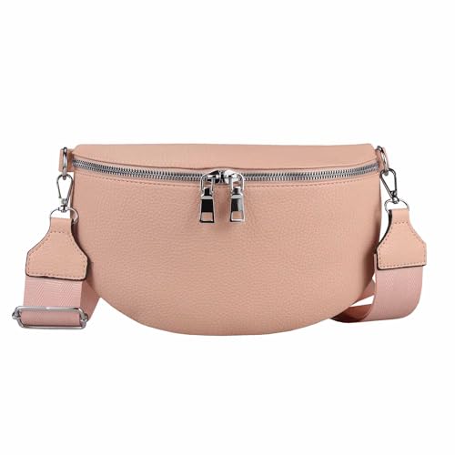 Damen Tasche Crossbody Gürteltasche Brusttasche Umhängetasche Bodybag Hüfttasche Crossover Bauchtasche Schultertasche Handytasche Kunstleder Antikrosa von ITALYSHOP24