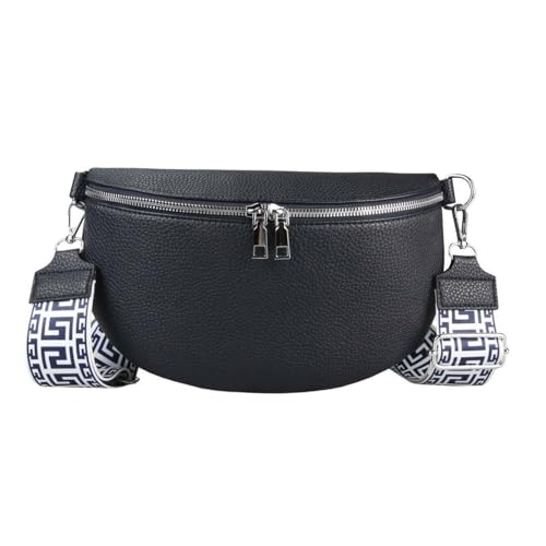 Damen Tasche Crossbody Gürteltasche Brusttasche Umhängetasche Bodybag Hüfttasche Crossover Bauchtasche Schultertasche Handytasche Kunstleder Dunkelblau von ITALYSHOP24