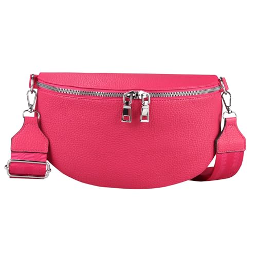 Damen Tasche Crossbody Gürteltasche Brusttasche Umhängetasche Bodybag Hüfttasche Crossover Bauchtasche Schultertasche Handytasche Kunstleder Pink von ITALYSHOP24