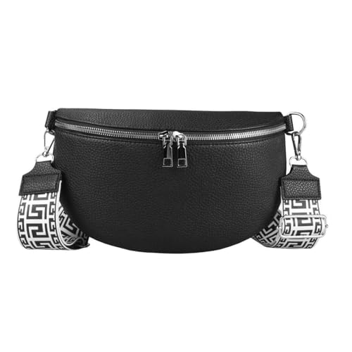 Damen Tasche Crossbody Gürteltasche Brusttasche Umhängetasche Bodybag Hüfttasche Crossover Bauchtasche Schultertasche Handytasche Kunstleder Schwarz von ITALYSHOP24