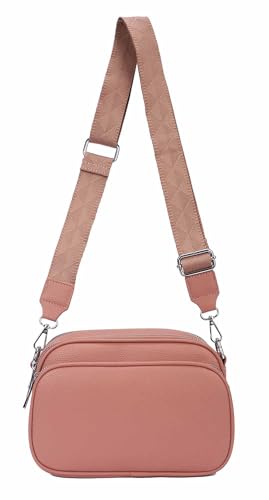 Damen Tasche Crossbody Hüfttasche Bauchtasche Umhängetasche Bodybag Schultertasche Handytasche Gürteltasche Metallic Handtasche Reise Kunst-Leder Altrosa von ITALYSHOP24